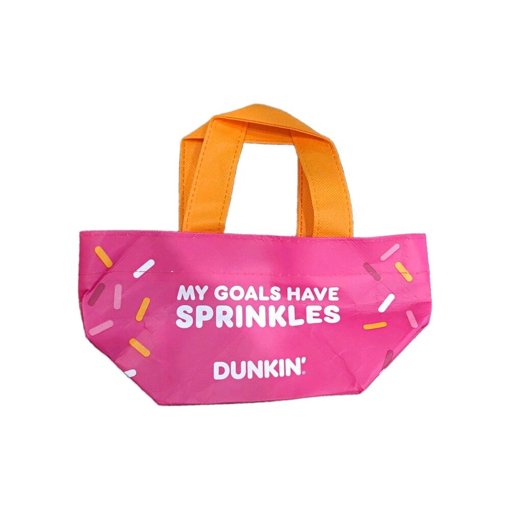 Dunkin' My Goals Have Sprinkles Reusable Shopping Bag Small Pink Orange